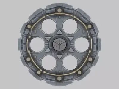 Stylized Sci-Fi Symbol Gear Low-poly 3D model