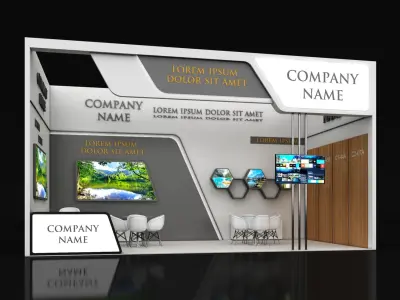 Booth Exhibition Stand Stall 4X8m Height 450 cm 1 Side Open 3D model