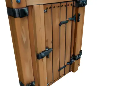 Rustic Wooden Garden Gate with Hardware Low-poly 3D model