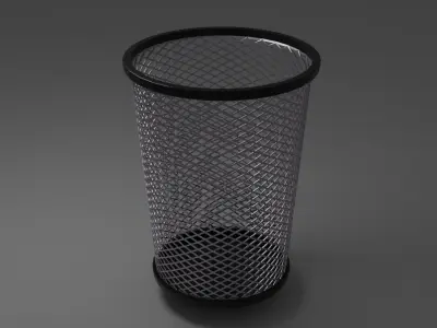 Metal Wire Paper Bin Trash Can Free 3D model