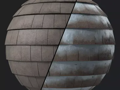 Roof Tile Materials 66- Concrete Roofing by Sbsar Seamless Pbr Texture