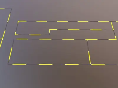 Yellow Floor Strips Marking Low-poly 3D model