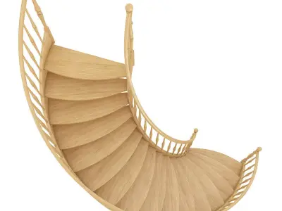 Wooden Spiral Stairs 6 3D model