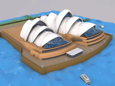 Low Poly Sydney Opera House Landmark Low-poly 3D model