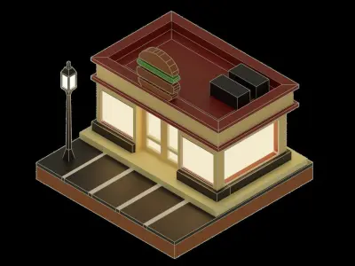 Low Poly Burger House Low-poly 3D model