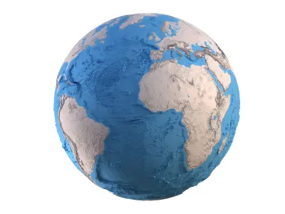 Earth Clay Shaded Globe Low-poly 3D model