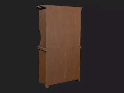 Wooden Kitchen Cabinet with Glass Doors Low-poly 3D model