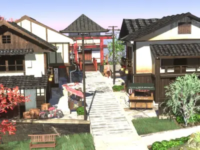 Japanese village 3D model