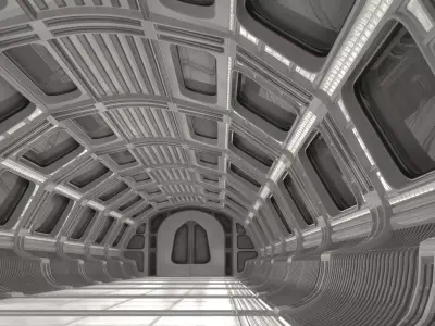 Modular scifi spaceship interior Low-poly 3D model