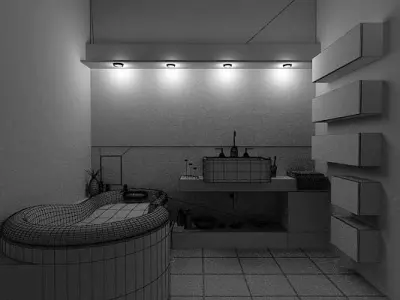 Modern White Bathroom Scene 3D model