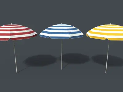 PBR Beach Parasol Low-poly 3D model