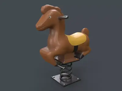 PBR Outdoor Spring Swing Playground Toy C Low-poly 3D model