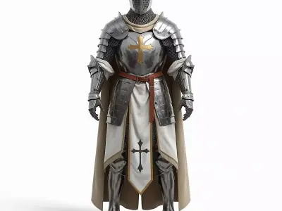 Royal Golden Plate Armor 3D Model Ornate Full Suit Low-poly 3D model