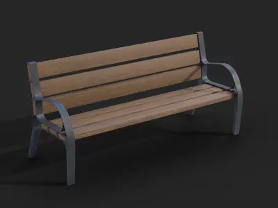 Collection of three Retiro benches Low-Poly Low-poly 3D model