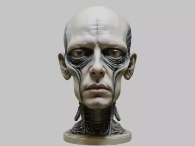 Portrait of a man HR Giger Style Human Head Bust 4 Low-poly 3D model