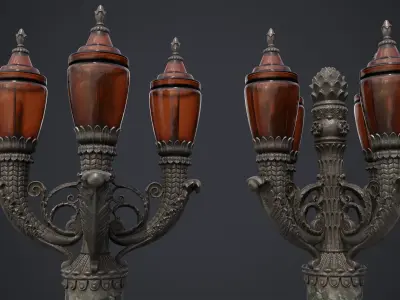 Street Lamp Hight Low Poly Low-poly 3D model