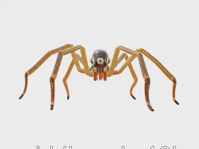 Monster Spider Hybrid with Human Face and Plasma Tails Low-poly 3D model