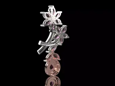 Stl 3dm Pendant Ruby Diamond Flowers in the Hands of Art jp0317 3D print model