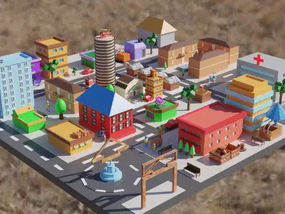 Low poly city Low-poly 3D model