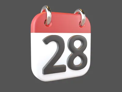 Calendar Icon 28 v1 001 Low-poly 3D model