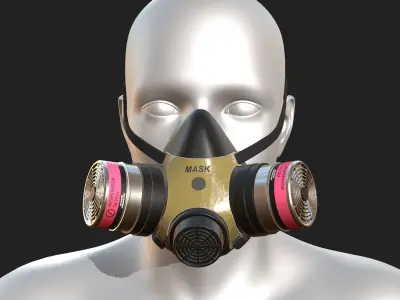 Gas mask respirator scifi military futuristic technology  Low-poly 3D model