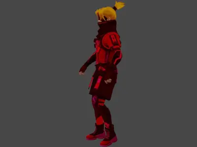 Cyber X character outfit Low-poly 3D model