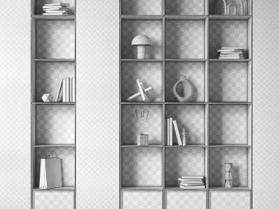 Modular Shelving 3 Wood Color Options 3D model