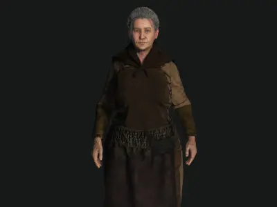 AAA 3D FANTASY MEDIEVAL - OLD WOMAN 01 REALISTIC CHARACTER Low-poly 3D model