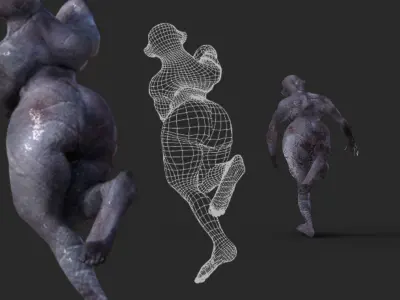 Spooky Criture rigged with different versions Low-poly 3D model