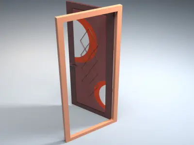 Low Poly Simple Door Set Low-poly 3D model