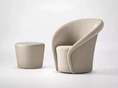 1832 Moon Armchair and Footstool 3D model