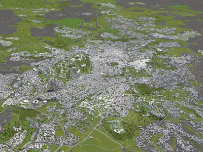 Jerusalem Israel 50x50km 3D City Map 3D model