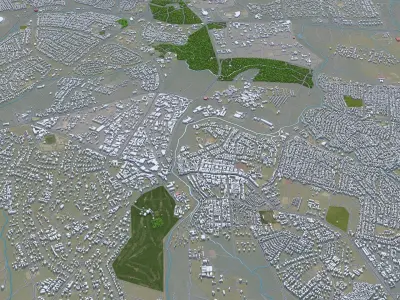 Lilongwe Malawi 20km Low-poly 3D model