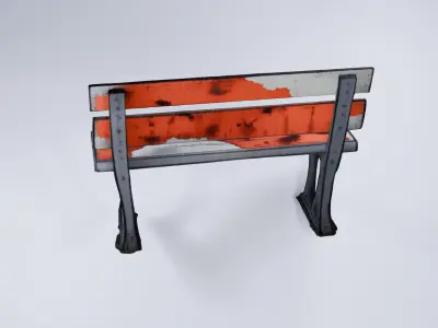 Stylized Park Bench - Low Poly Urban Scene Prop 3D model