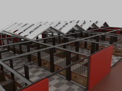 Horse Stable Low-poly 3D model