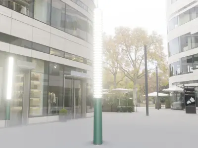 Low-Poly Moss Green Light Column 14 - Street Light Set-9 Low-poly 3D model