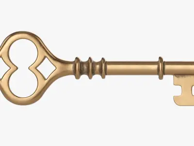 Antique brass key 3D model