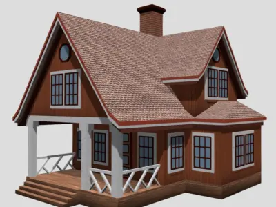 American Style Cottages - Town Houses Models 3D Model Pack