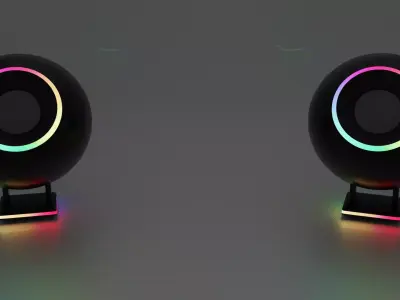 Gaming desktop speakers with rgb lights and stand Free 3D model