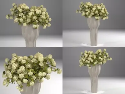 L vases with flowers 3D model