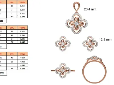 Light wt Ring Earrings Pendant set stl jcd 1-render details 3D print model