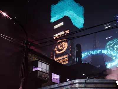 Cyberpunk Kyiv Environment Low-poly 3D model