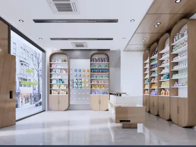 Modern Realistic Pharmacy Interior  3D Model Low-poly 3D model