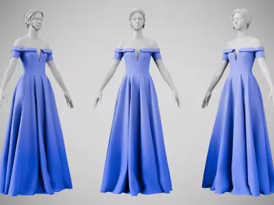 Dress 08 Very Light Blue Low-poly 3D model