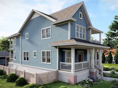 Classic American 2-Storey House 3D model