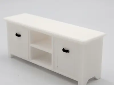 Living room cabinet with functional doors shelves and drawer  3D print model