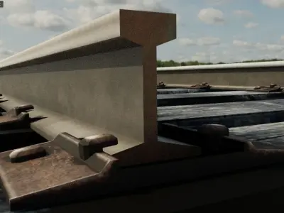 Railway Track Low Poly  Low-poly 3D model