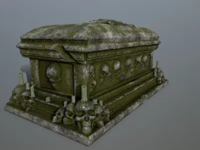 tomb 1 with skulls on top Low-poly 3D model