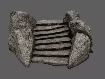 Rock Stair Low-poly 3D model