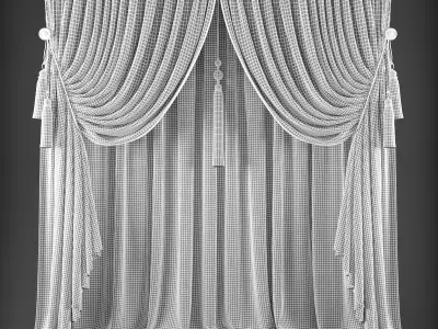 Curtains curtain Low-poly 3D model 2